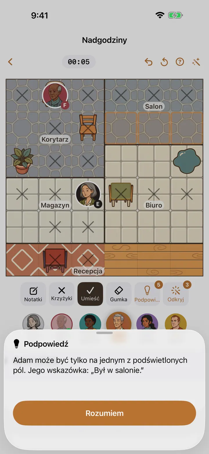 Objaśniana podpowiedź Detective Sudoku